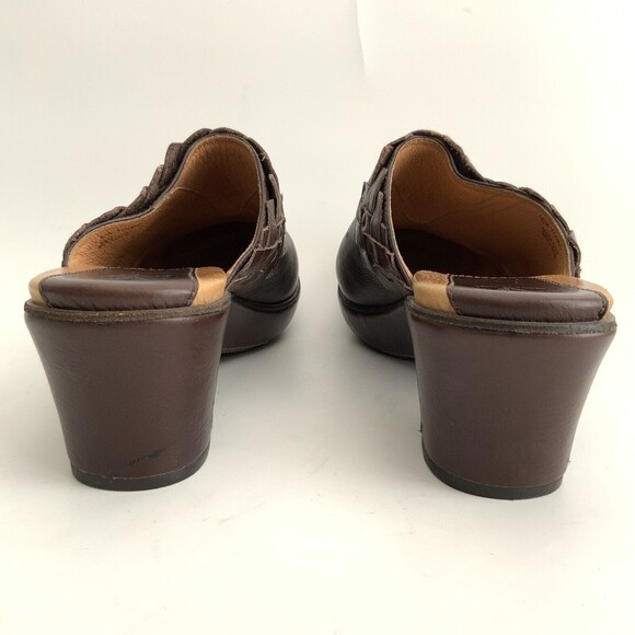 Frye Clogs Leather Slip-on Chunky Braid Studs Logo Shoes Brown 10 - Picture 8 of 15